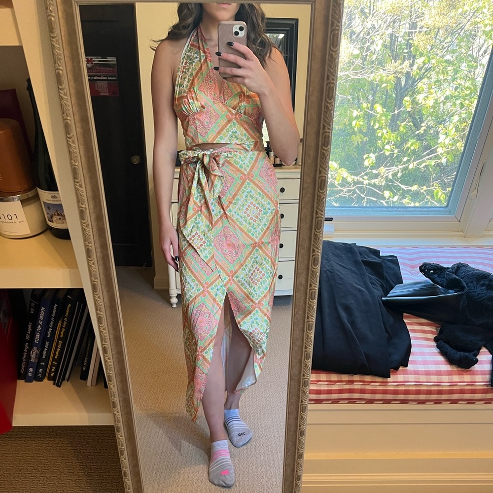asos two piece wrap set size 6